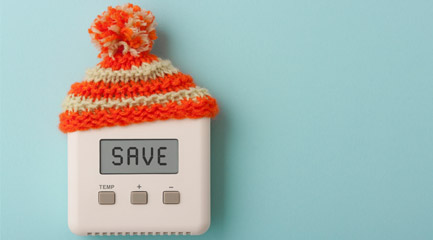 thermostat wearing wooly hat.