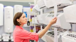 woman buys a air conditioner